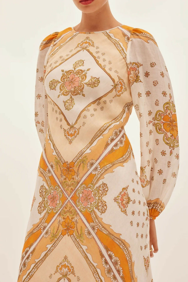 Kate Ford Mantilla Sleeved Gown Zinnia Print Size 3 (AU 12) - Dresses