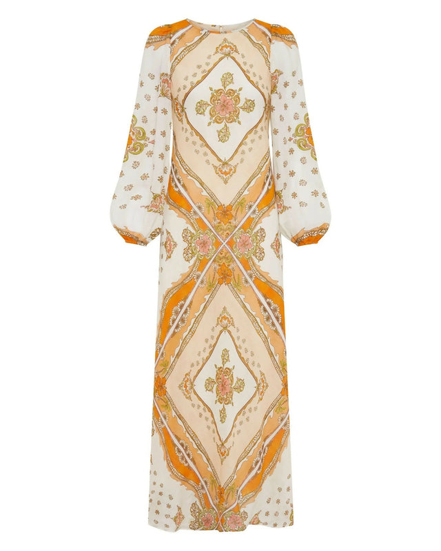 Kate Ford Mantilla Sleeved Gown Zinnia Print Size 3 (AU 12) - Dresses