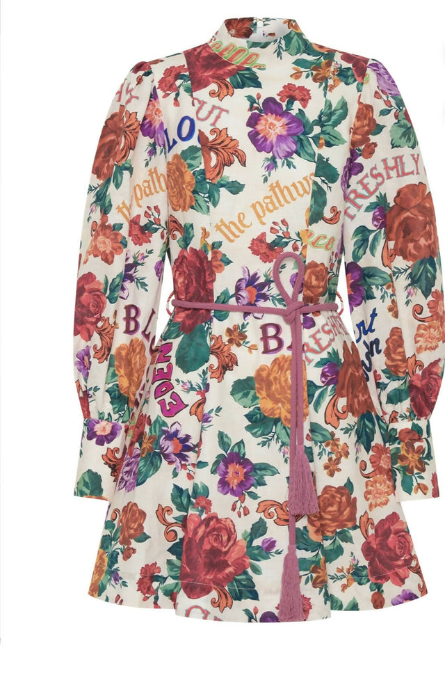 Kate Ford Palermo Long Sleeve Dress - 8 / Floral - Dresses