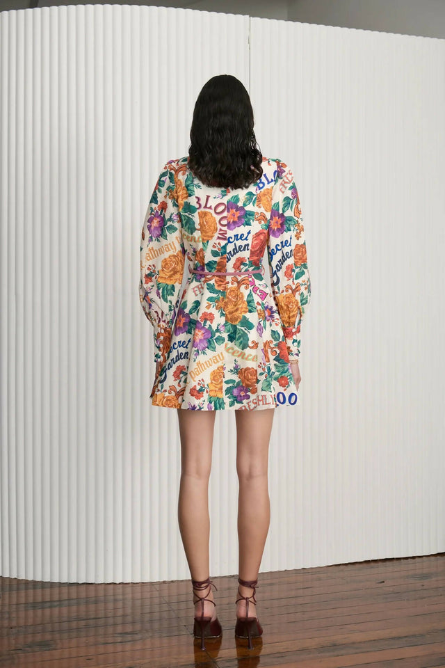 Kate Ford Palermo Long Sleeve Dress - 8 / Floral - Dresses