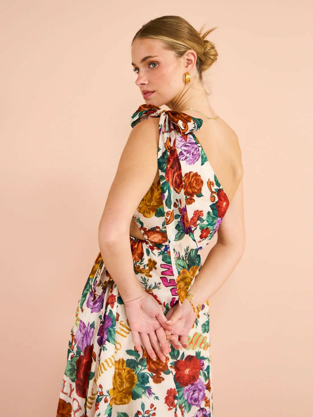 Kate Ford Palermo Tie Cut Dress Floral Size 10 12 - Dresses