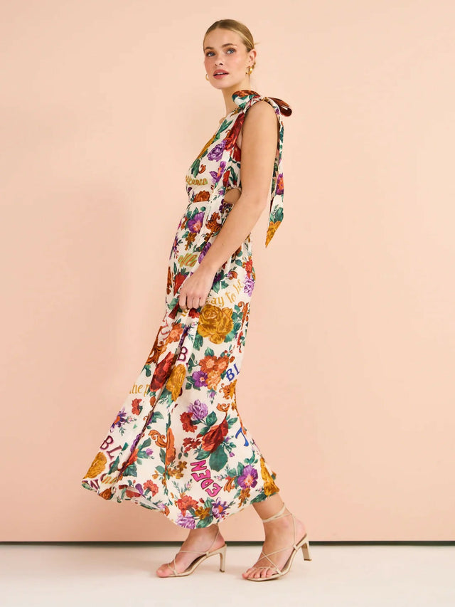 Kate Ford Palermo Tie Cut Dress Floral Size 10 12 - Dresses