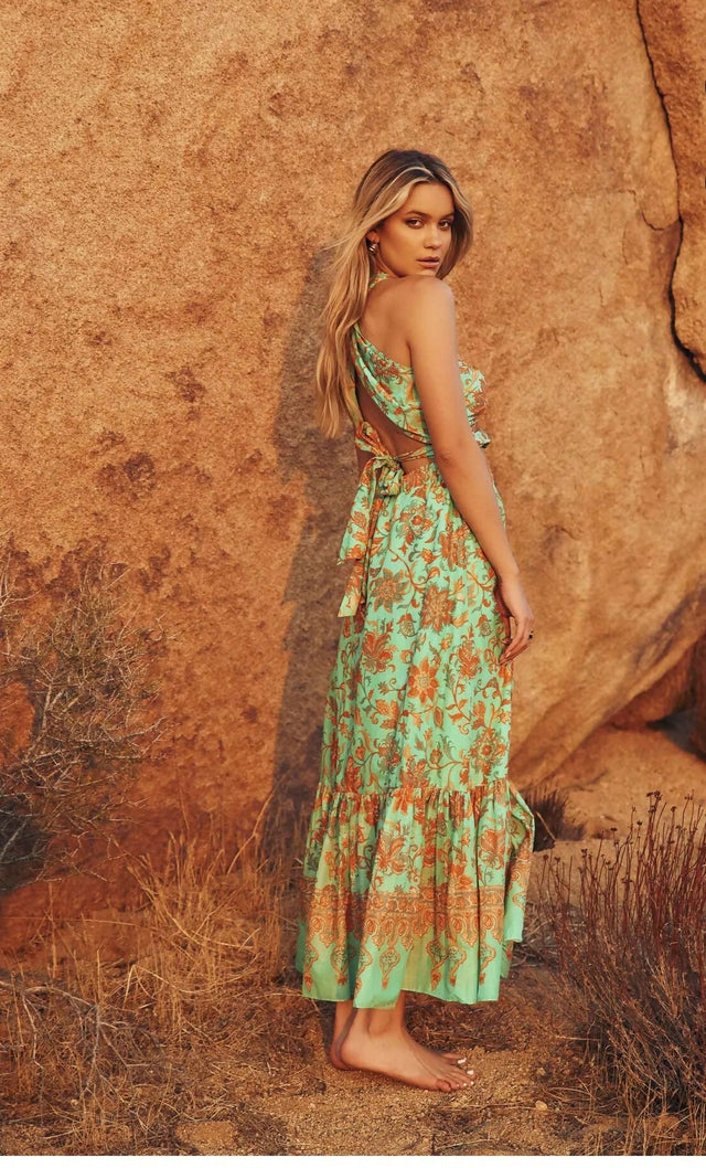 Kate Ford Savannah Front Tie Dress Green Size AU 10 - Dresses