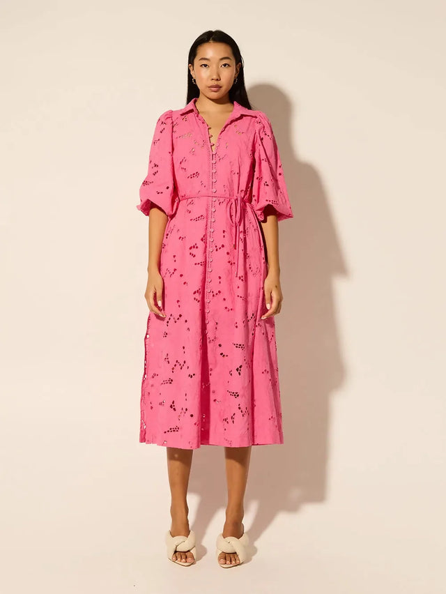 Kivari Corfu Midi Dress in Pink Size 8 12 - Dresses