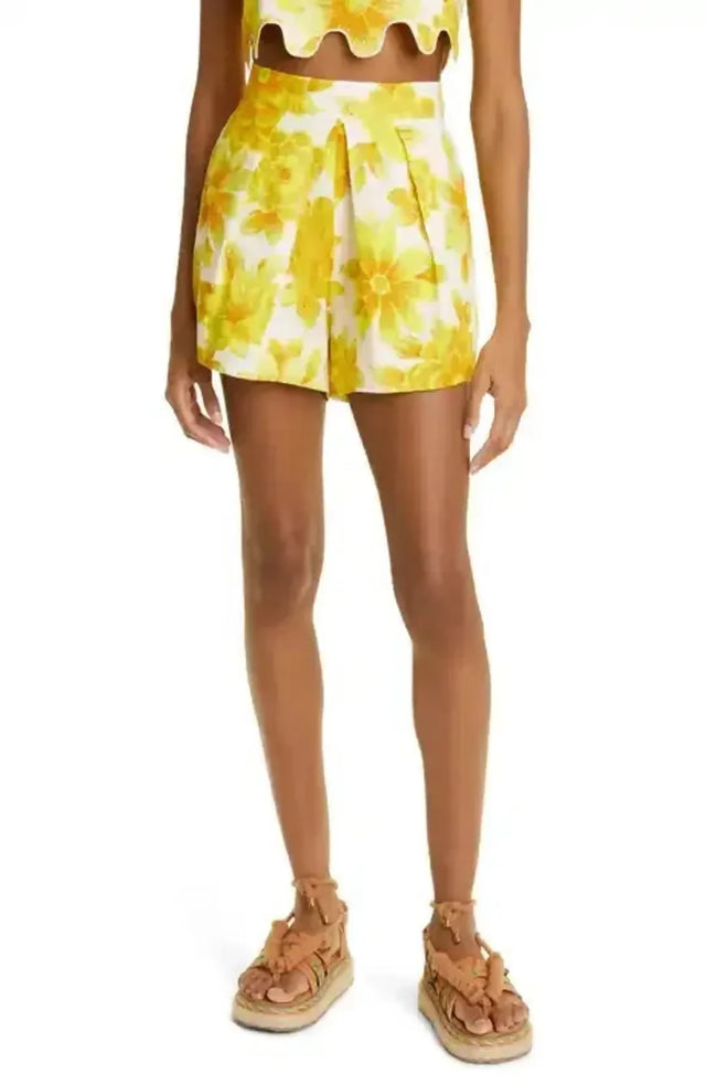 Alemais Sonny Sculpt Crop Top and Shorts Mini Set Floral Lemon