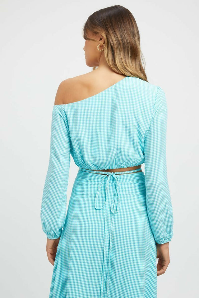 Kookai Brady Long Sleeve Top & Midi Skirt Set Blue Size 36 (8) - 8 / Blue - Outfit Sets