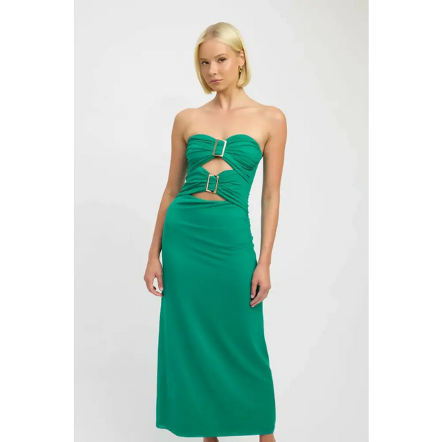 Kookai Paradise Green Bolt Buckle Dress - 10 / Green - Dresses