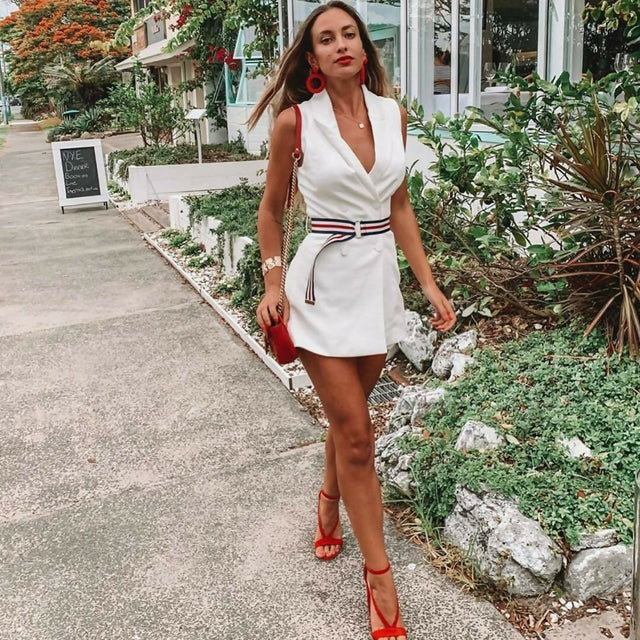 Kookai Ribbon Playsuit White - 6 / White - Dresses