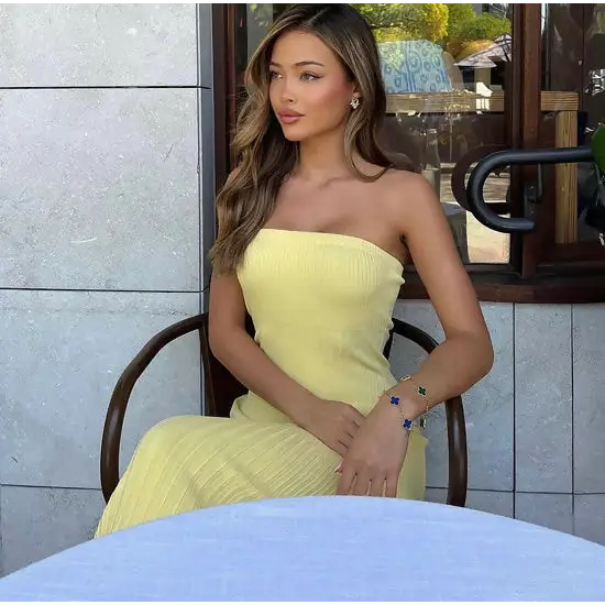 Kookai ‘Serah’ Lemon Meringue Strapless Midi - XS / Yellow - Dresses
