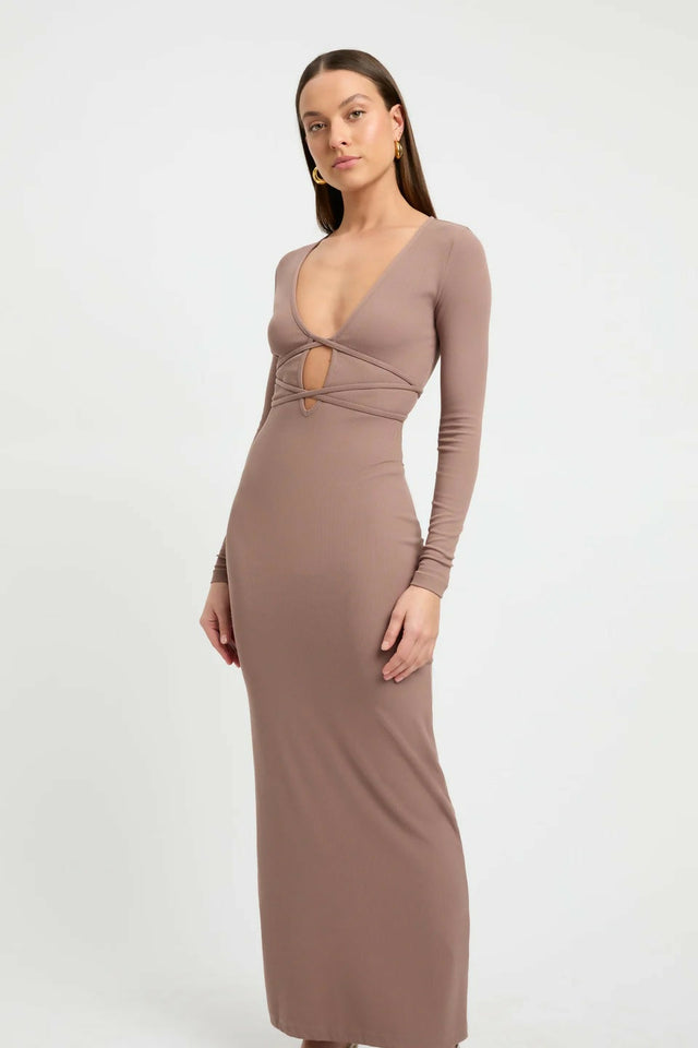 KOOKAI Sereya Maxi Dress - 10 / Brown - Dresses