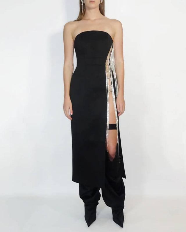 Kourh Bloom Midi Dress - Black - Black / 8 - Dresses