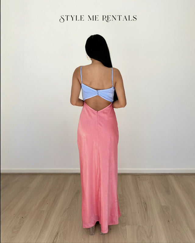 San Sloane Alona Midi Dress Pink and Blue