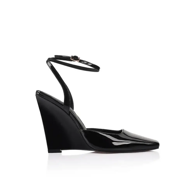 Lana Wilkinson Mona Wedge Black Patent Leather Lana - Wedges