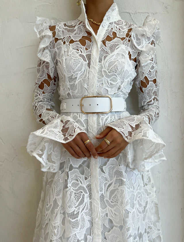 Leo Lin Aliyah Lace Butterfly Sleeve Midi Dress - Dresses