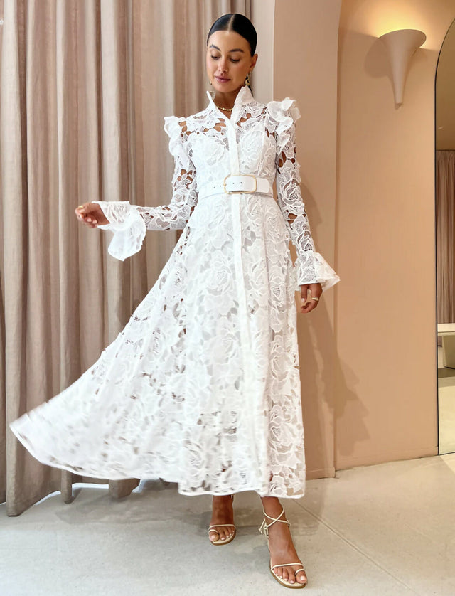 Leo Lin Aliyah Lace Butterfly Sleeve Midi Dress - Dresses