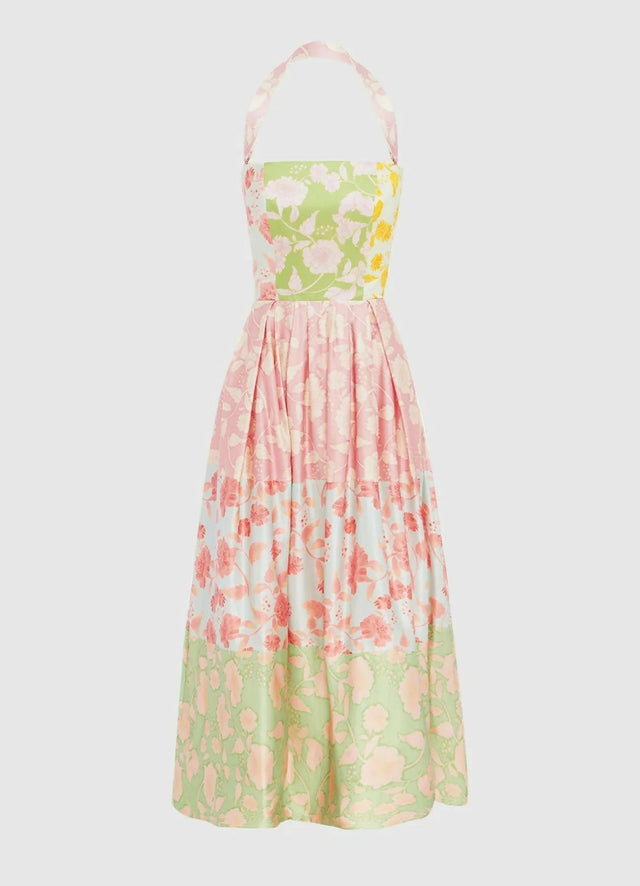 Leo Lin Ana Halterneck Maxi Dress In Anaemone Splice Print Size 8 - 8 / Multi - Dresses