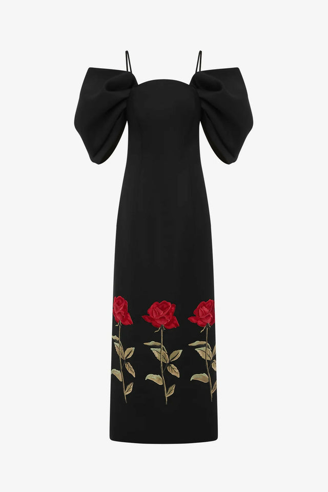 Leo Lin Arabella Embroidered Maxi - 16 / Black - Dresses
