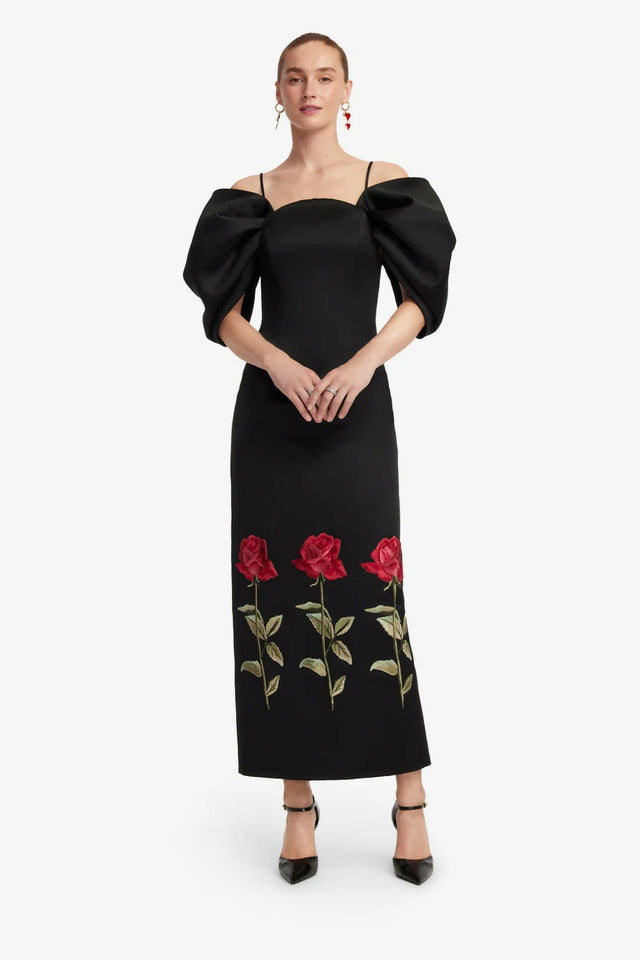 Leo Lin Arabella Embroidered Maxi - 16 / Black - Dresses