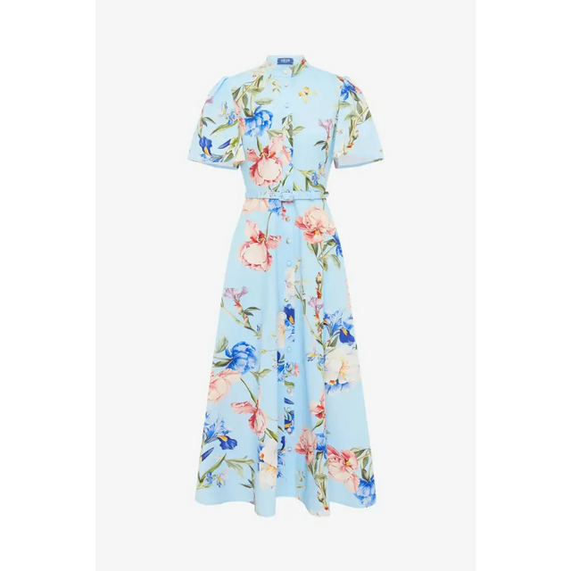 Leo Lin Bianca Midi Dress Garden Print Size 14 - 14 / Blue - Dresses