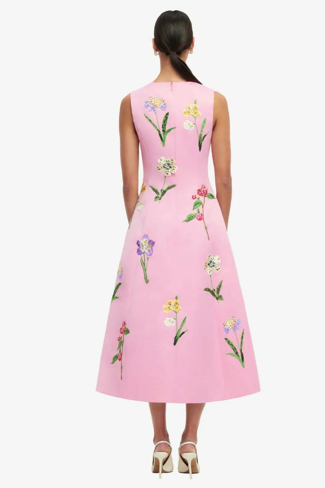 Leo Lin Cleo Embellished Sleeveless Midi Dress - 12 / Pink - Dresses