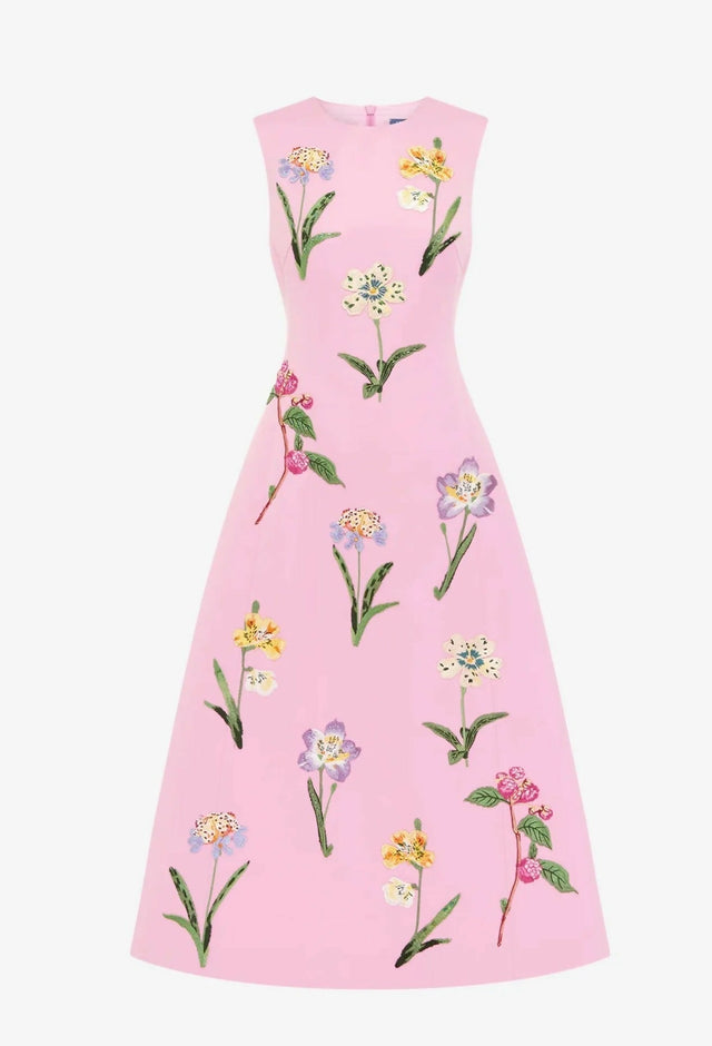 Leo Lin Cleo Embellished Sleeveless Midi Dress - 12 / Pink - Dresses
