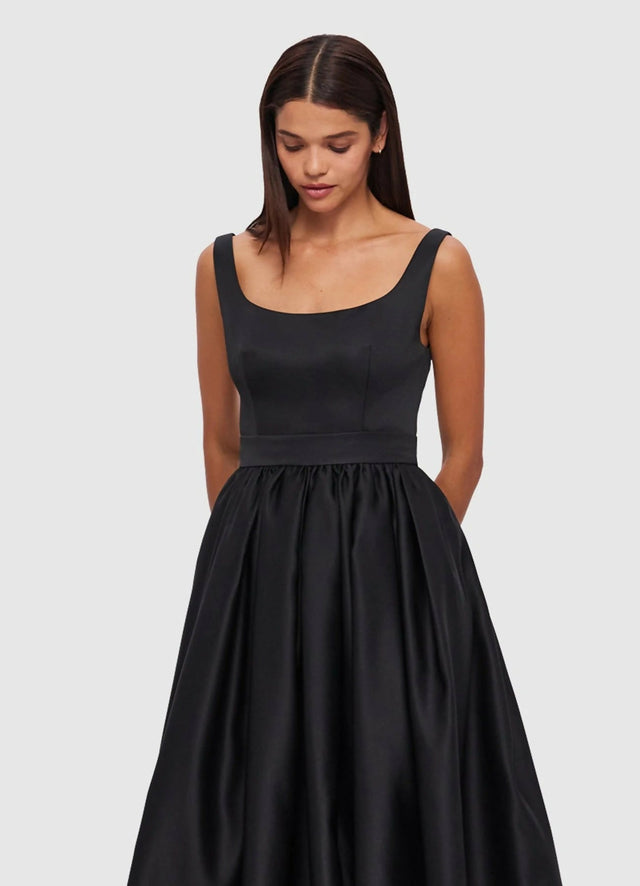 Leo Lin Colleen Midi Dress In Ebony Size 6 10 - Dresses