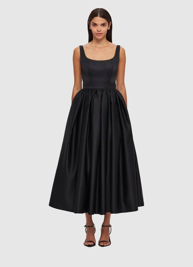 Leo Lin Colleen Midi Dress In Ebony Size 6 10 - Dresses