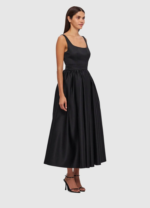 Leo Lin Colleen Midi Dress In Ebony Size 6 10 - Dresses