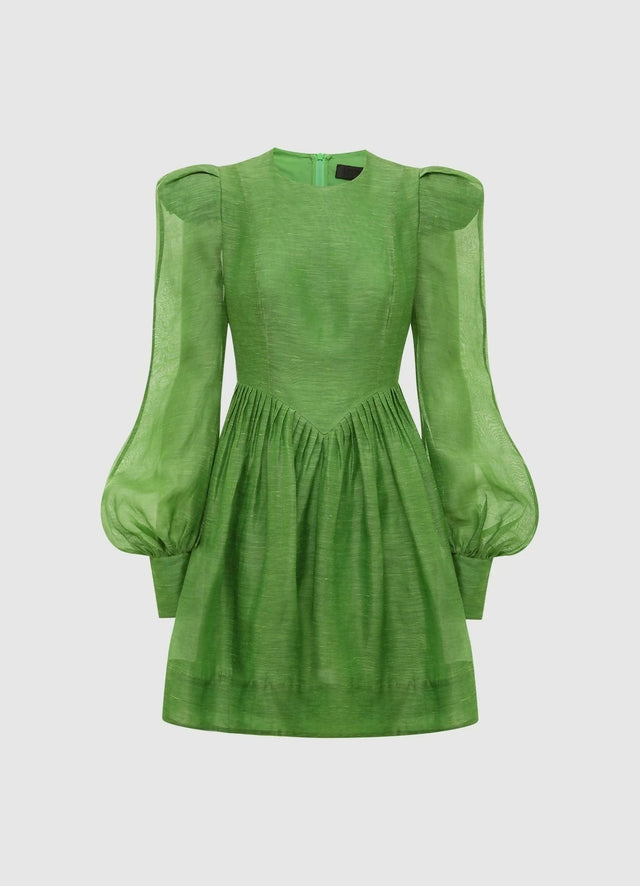 Leo Lin Elena Structured Shoulder Mini Dress in Tropical Green Size 10 & 12 - Dresses