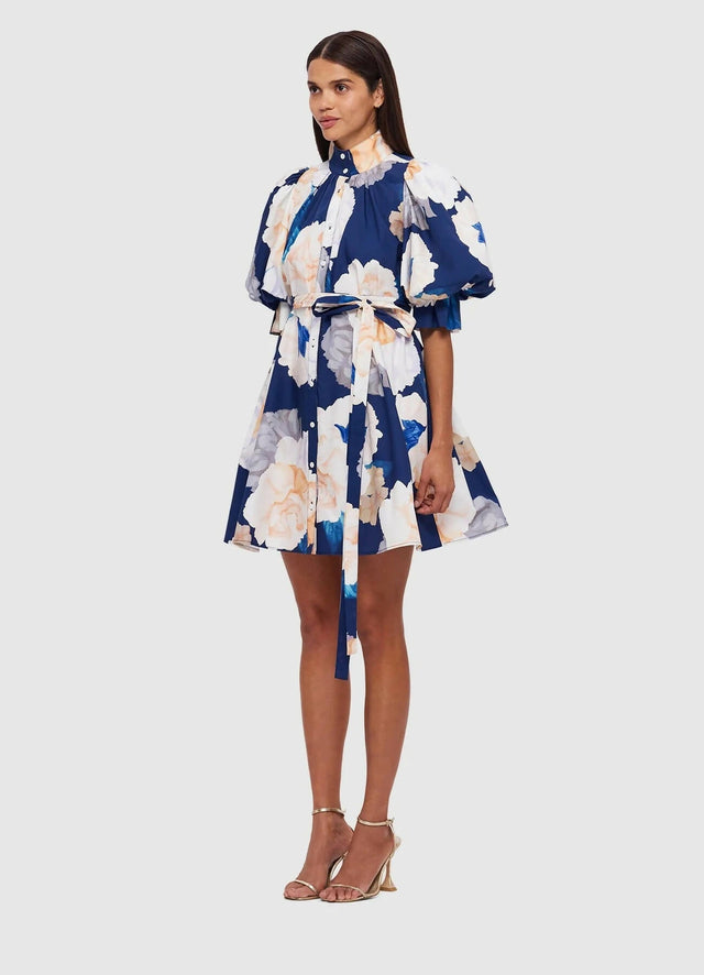 Leo Lin Eli Mini Dress - Rosebud Print in Navy - 8 / Print - Dresses