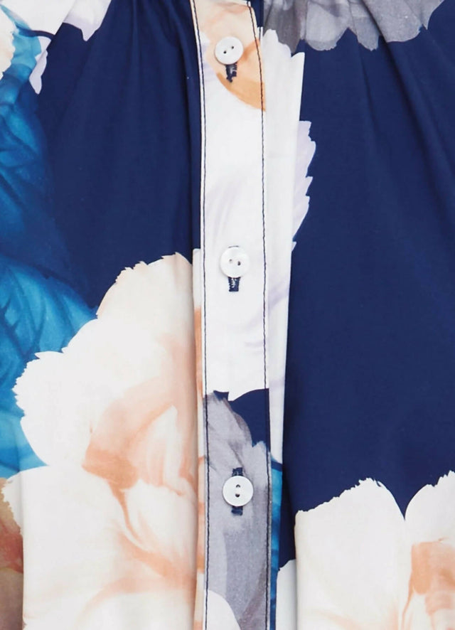 Leo Lin Eli Mini Dress - Rosebud Print in Navy - 8 / Print - Dresses
