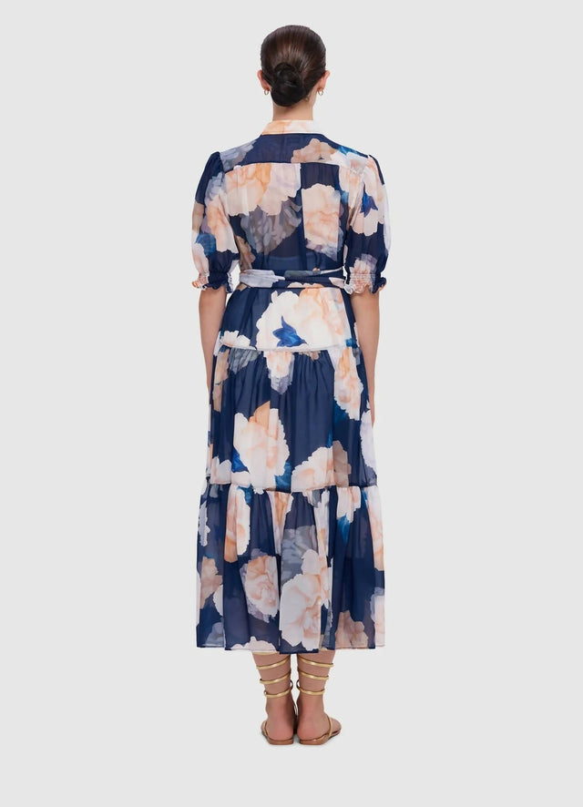 Leo Lin Ellie Bishop Sleeve Midi Dress - Rosebud Print in Navy - 16 / Floral - Dresses
