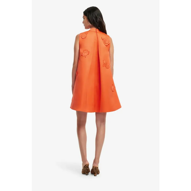 Leo Lin Fallon Appliqué Floral Mini Dress - Saffron - Dresses