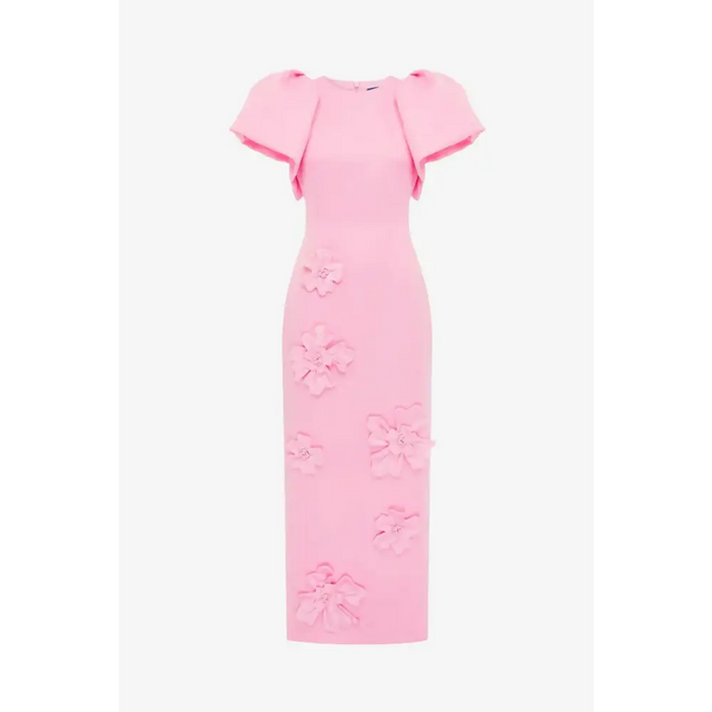 Leo Lin Floral Appliqué Maxi Dress - 10 / Pink - Dresses