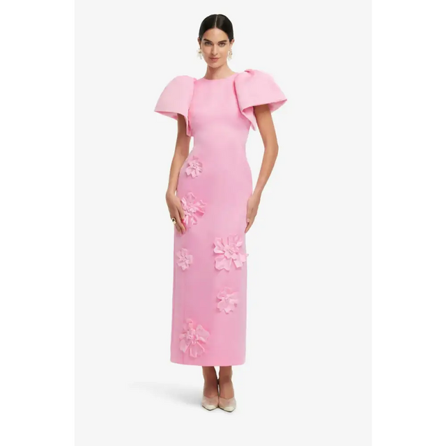 Leo Lin Floral Appliqué Maxi Dress - 10 / Pink - Dresses
