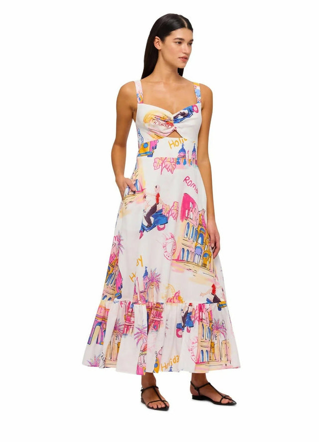 Leo Lin - Leo Lin Lexi Ruched Bust Midi Dress in Fiesta