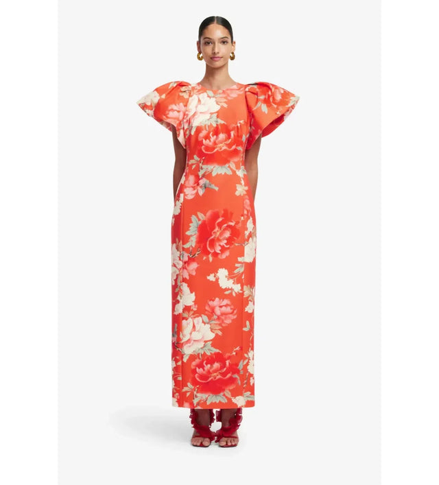 Leo Lin Lucinda Maxi Dress Saffron Peony Print - Dresses