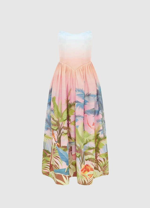 Leo Lin Melanie Bustier Midi Dress - Dreamscape Print - 10 / Print - Dresses