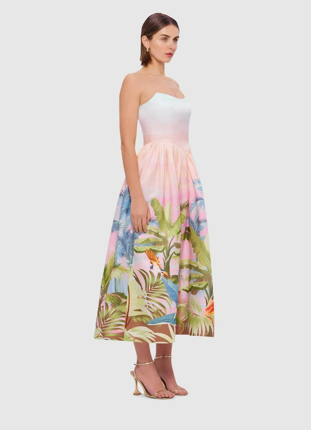 Leo Lin Melanie Bustier Midi Dress - Dreamscape Print - 10 / Print - Dresses