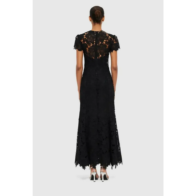 Leo Lin Monique Embroidered Lace Maxi Dress Black Size 8 - 8 / Black - Dresses
