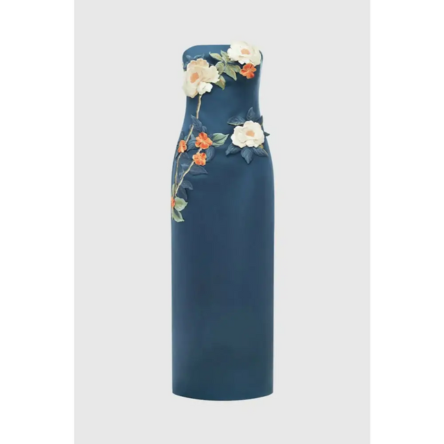 Leo Lin Rayna Appliqué Floral Bustier Maxi Dress - 12 / Floral - Dresses