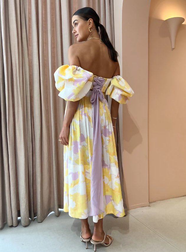 Leo Lin Simone Puff Top and Elina Pleated Midi Skirt - Outfit Sets