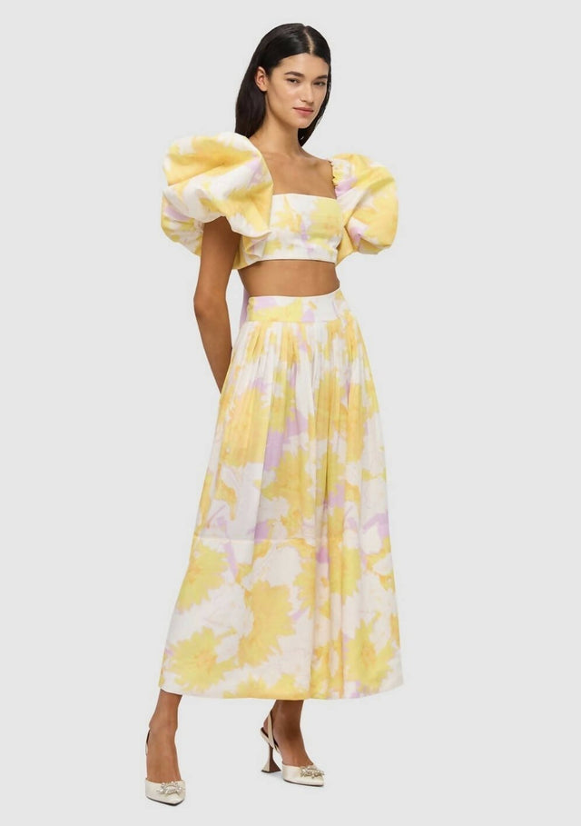 Leo Lin Simone Puff Top and Elina Pleated Midi Skirt - Outfit Sets
