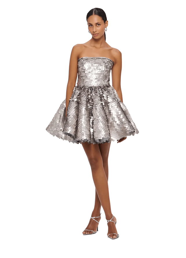 Leo Lin - Leo Lin Skye Sequin Bustier Mini Dress - Metallic