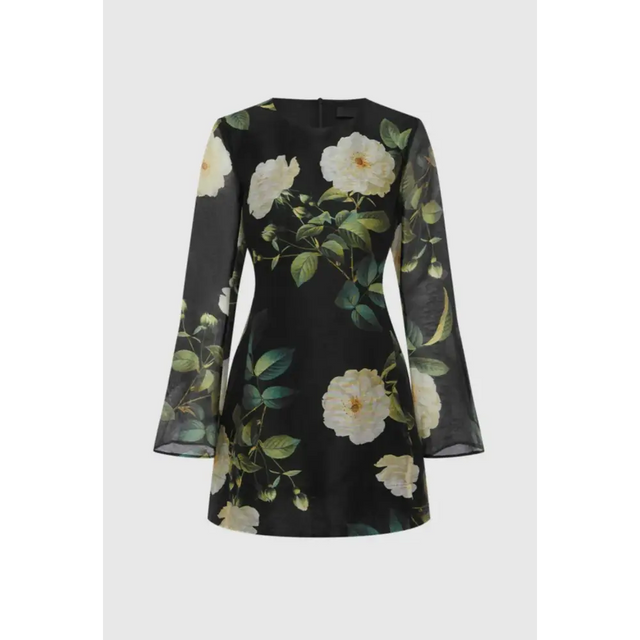 Leo Lin Suzanne Bell Sleeve Mini Dress - 12 / Floral - Dresses