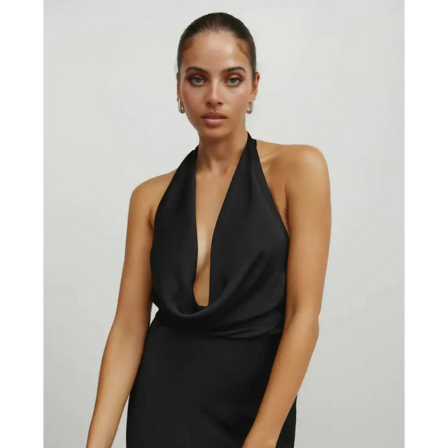 Lexi ‘Polaris’ Satin Diamante Gown - XS / Black - Dresses