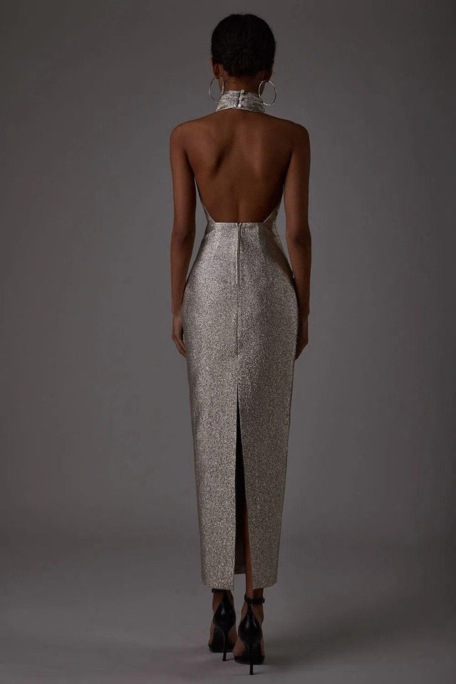 LN Family Fitted Dress With Open Back Dress.