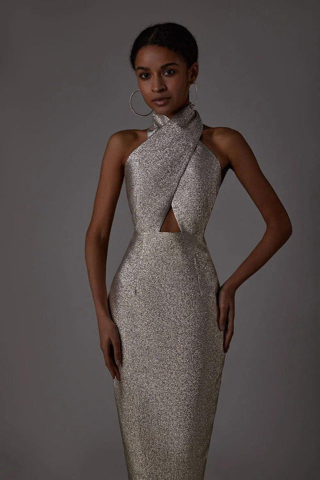 LN Family Fitted Dress With Open Back Dress.