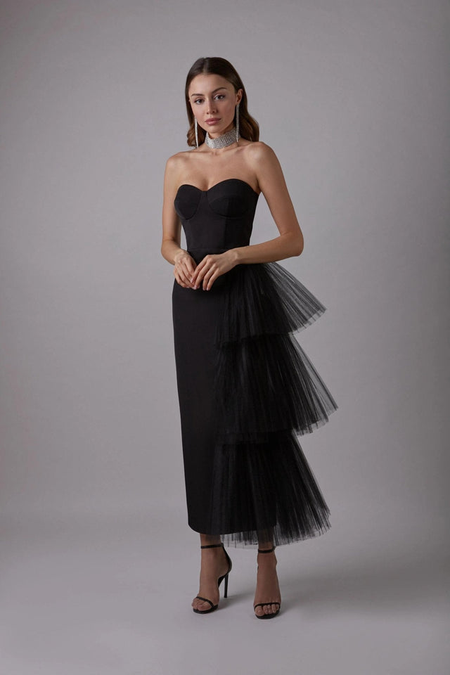 LN Family Sheath Dress with Decorative Mesh Element Dress.