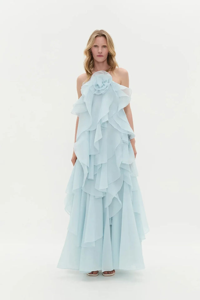 AJE Pandorea Layered Maxi Dress - Silver Blue